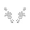 Boucles d'oreilles à dos VENTFILLE en argent Sterling 925, Clip d'oreille fleur de jasmin pour femmes et filles, rétro ethnique grâce, bijoux irréguliers, cadeau goutte