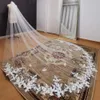 Real Pos Long Lace Appliques Wedding Veil White Ivory Cathedral 1 Layer Bridal Veil 3,5 meter Bruden Veil Wedding Accessories 240123