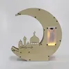 Tischlampen Holz Eid Mubarak Ramadan Spiegel Kreativität Golden Moon Castle Hohlbuchstaben mit LED-Leuchten Esszimmerdekoration