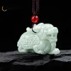 Hängen Natural Myanmar En varor Jadeite Flying Qilin Pendant Light Green Ice Men's and Women's Jade Halsband Fortune Auspicious Amulet