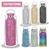 Wasserflaschen Bling Diamond Thermosflaschen Tragbare Glitzer-Wasserflasche Umhängetasche Edelstahl-Thermoflasche 350 ml 500 ml 750 ml 214t