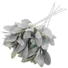 Decorative Flowers 5 Pcs Imitation Sheep Ear Leaves Flocking Leaf Plant Ornament Fake Decor Plants Simulated Green Cloth Art Fabric