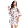 Women's Sleepwear Wholesale Daffodil Women Floral Kimono Robe Satin Bridal Dressing Gown Bride Bridesmaid Robes Spa Bathrobes T21