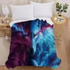 TOP QUAILTY 3D Blanket Wolf Animal Blue black Design Horse Soft Worm for Beds Sofa Plaid Fabric Air Conditioning Travel243G