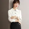 Женские блузки, женские корейские модные повседневные рубашки, блузки, женские топы, женская рубашка на пуговицах для девочек, с длинным рукавом PyA2181