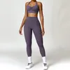 Ensembles actifs Push Up Entraînement Femmes Lycra Gym Ensemble Femmes Sportswear Deux Pièces Sport Soutien-Gorge Leggings Tenue 2024 Pilates Vêtements Yoga Porter