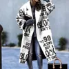 Abbigliamento da donna firmato 2024 Cappotto nero a maniche lunghe con risvolto delle nuove donne autunno 2024 caldo Cappotto lungo di lana stampato giacche invernali di lana e cappotti da donna per le donne RZD9