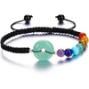 Strand XSM 7 Chakra Steen Armband Healing Crystal Lucky Coin Natuurlijke Edelstenen Gevlochten Touw Armbanden Voor Vrouwen Mannen Kerstcadeaus