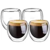 100% Nieuwe Merk Mode 4 stks 80 ml Dubbelwandige Geïsoleerde Espresso Kopjes Drinken Thee Latte Koffie Mokken Whiskey Glazen Kopjes Drinkware236p