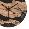 Wall Clocks Rustic Wood Clock Vintage Silent Sweep Movement Farmhouse Round Handmade Grain Set For Home