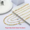 ORSA JEWELS 14K Gold Plated Genuine 925 Sterling Silver Paperclip Neck Chain 6 9 3 12mm Link Necklace for Men Women Jewelry SC39 2210J