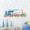 Nordic Cartoon Animals Wall Stickers for Kids Rooms Girls Boys Baby Room Decoration Giraffe Elephant Train Birds Star Wallpaper 240123