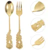 Forks Rose Fork And Spoon Combination Tableware Stainless Steel Fruit Tablespoon Dessert