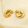 Stud Earrings 16K Gold Plated Stainless Steel Front Back Statement Hoop Earring For Women Girls Double Sided Ball Jewelry Gift