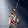 Moda donna Amore cuore ciondolo in cristallo rosso collana placcata oro rosa fidanzata gioielli da sposa regalo di compleanno di capodanno