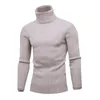 Herrtröjor Turtleneck tröja Mens Pullover Casual Fiting High Collar Stick Long Sleeve Solid Color Comfy