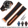 Bracelet For Omega 300 SEAMASTER 600 PLANET OCEAN Folding Buckle Silicone Nylon Strap Accessories Watch Band Chain3064