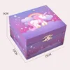 Music Jewelry Box Storage Box Spinning Unicorn Paper Clockwork Music Box Cute Little Girl Princess Birthday Gift 240118