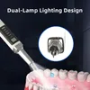 Kit de limpador oral elétrico, limpador dental com luz LED, fio dental de limpeza com 2 cabeças de escova de dentes substituíveis, kit de escova de dentes em casa e em viagens