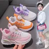 2024 frühjahr Neue kinder Sport Schuhe Mischfarben Weiche Pu Leder + Mesh Atmungsaktive Schuhe Jungen und Mädchen Casual Schuhe flut