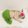 Vests chien Summer Bikini Hula Jupe Hawaiian Dog Jupe Pet Costume de vacances Place Outdoor Puppies Tassel Flower Robe Cos Small Bulldog