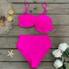 Women's Swimwear 2024 Retro One Piece Swimsuit Skirt Strappy Pink Print 3D Floral Women Slimming Bathing Suit Beach Wear