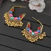 Boucles d'oreilles pendantes Bollywood creuses pour femmes, style Boho rétro ethnique Jhumka, perles plaquées or, cerceau à pampilles, bijoux de mariage féminins