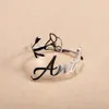 Duoying, mes de nacimiento, flor, nombre personalizado, envoltura de anillo, envoltura personalizada, nombre, anillos abiertos personalizados, regalo personalizado 240118