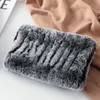 2024 Women Real Fur Handmade Stretch Fur Scarf Knit Genuine Rex Rabbit Fur Headbands Girls Natural Fur Ring Scarves Winter Scarf240125