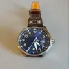 2022 최고 품질의 고급 손목 시계 큰 조종사 미드 나이트 블루 블랙 다이얼 자동 남성 시계 46mm 남성 시계 시계 214N