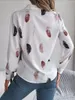 Women's Blouses T-shirt For Female Fall Elegant Temperament Commuter Feather Print Suit Collar Long-sleeved Blouse