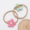 4cm Puff Flower nylon pannband nyfödd blommig turban headwrap baby flickor hårblomma barn baby hår tillbehör spädbarn huvudbonader