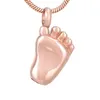 IJD8041 Ciondolo ricordo per cremazione in acciaio inossidabile a forma di piede del bambino per contenere ceneri urna collana commemorativa umana2539