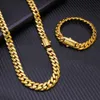 Männer Hip Hop Schmuck 14k 18k Gold Kubanische Kette Armband Halskette Edelstahl Kubanische Gliederkette für Frauen