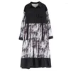 Casual Kleider Korea Safari Stil Patchwork Druck Chic Herbst Bluse Kleid Büro Dame Outwear Arbeit Mode Frauen Rüschen