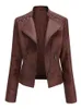 Automne hiver Pu Faux femmes vestes en cuir fermeture éclair manches longues mince moto Biker en cuir manteau en vrac vêtements d'extérieur pour femmes hauts 4X 240124