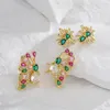 Stud Oorbellen Mafisar Ontwerp Sierlijke Kleur Zirconia Vergulde Vlinder Bij Voor Vrouwen Meisje Mode-sieraden Party Gift