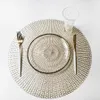 Goud Zilverachtige Ronde Placemats Keuken PVC Geïsoleerde Matten Voor Eettafels Onderzetters Koffiekopje Pad Thuis Restaurant Decor Pa286r