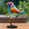 Stained Glass Birds On Branch Desktop Ornaments Double Sided Colorful Birds Series Animals Shape Iron Art Craft Home Decorations 240119