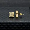 Nieuwe Heren Sieraden Stud Oorbellen Hip Hop Zirconia Diamond Fashion Koper Wit Goud Gevuld Crystal Earring305z