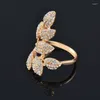 Кольца кластера KIOOZOL цвета: золото, серебро, лист с блестящими камнями, женское модное обручальное кольцо, эффектные ювелирные аксессуары 058 XS1
