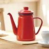 1 1L High-Grade Enamel Coffee Pot Pour over Milk Water Jug Pitcher Barista Teapot Kettle for Gas Stove and Induction Cooker300l