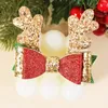 Hair Accessories 1Pair Christmas Cute Antler Kids Clip Elk Bow Hairpin Headdress Glitter Sequins Girls Xmas Headwear Gifts