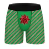 Underpants Men Milk Silk Boxers Christmas-themed Men's With Digital Print Striped Elastic Waist Anti-septic Properties For Soft