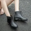 Botas de água senhoras chuva tornozelo sapatos de borracha mulheres trabalho jardim galochas à prova dwaterproof água botas de chuva botas de lluvia mujer 240125