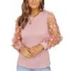 Damesblouses Dames Doorzichtige mesh Lange mouw Chiffon overhemd 2024 Elegant O-hals Pullover Slanke blouse Dames Kantoor Informeel Comfortabel