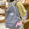 School Bags Girl Plaid Kawaii Travel Book Backpack Lady Lattice Bag Fashion Female Cute Laptop Leisure College Women