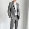S5XL costume pour hommes de haute qualité messieurs Simple affaires costumes ajustés décontractés 2 pièces ensemble classique couleur unie veste Blazer pantalon 240125