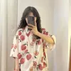 Blusas femininas roupas 2024 verão casual camisas de manga curta pêssego impresso camisa havaiana leve respirar praia wear topos