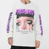 Trui Losse Ronde Hals High Street Hiphop Oversized Paar T-shirt Met Lange Mouwen Dubbel Garen Dik Katoen t